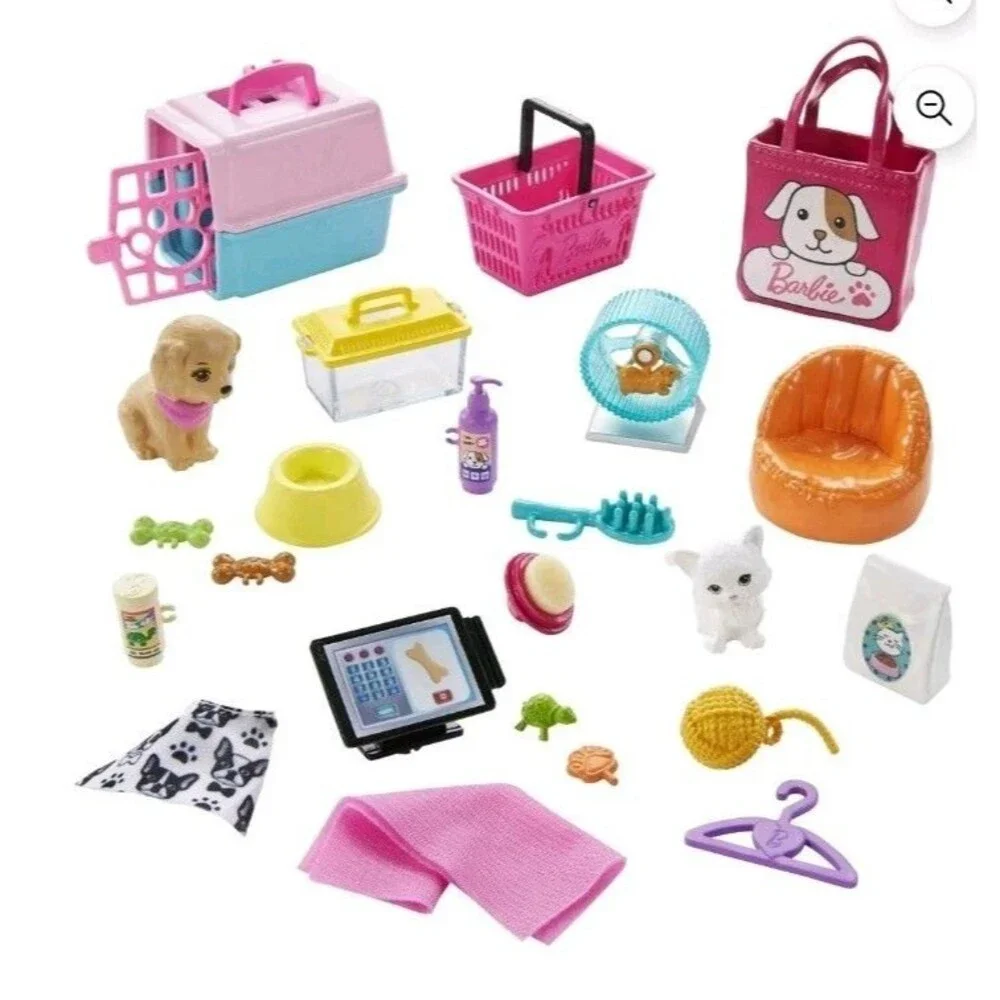 LOT 2 Barbie Sets - Fashionistas #228 Doll‎ Blind w/Cane + Pet Boutique 4 Pets